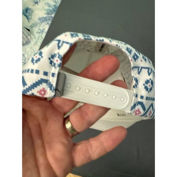 Puma Golf Adjustable Snapback Hat With Geometric Pattern White & Blue OSFA - Picture 4 of 5